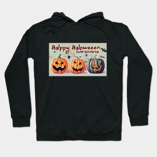 Pumpkins with Carved Faces and a Little Girl Hiding Between Them Hoodie